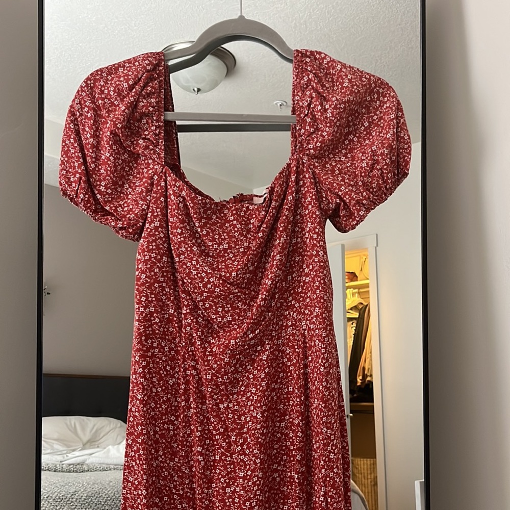 Square neck floral dress